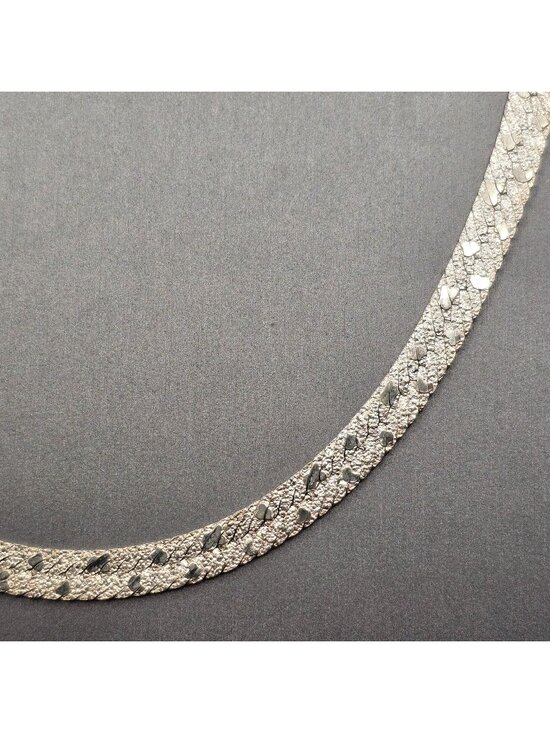 Balestra IBB Jewelry - Sterling Silver Riccio Herringbone Necklace 18" Textured 6mm Chain Reversible